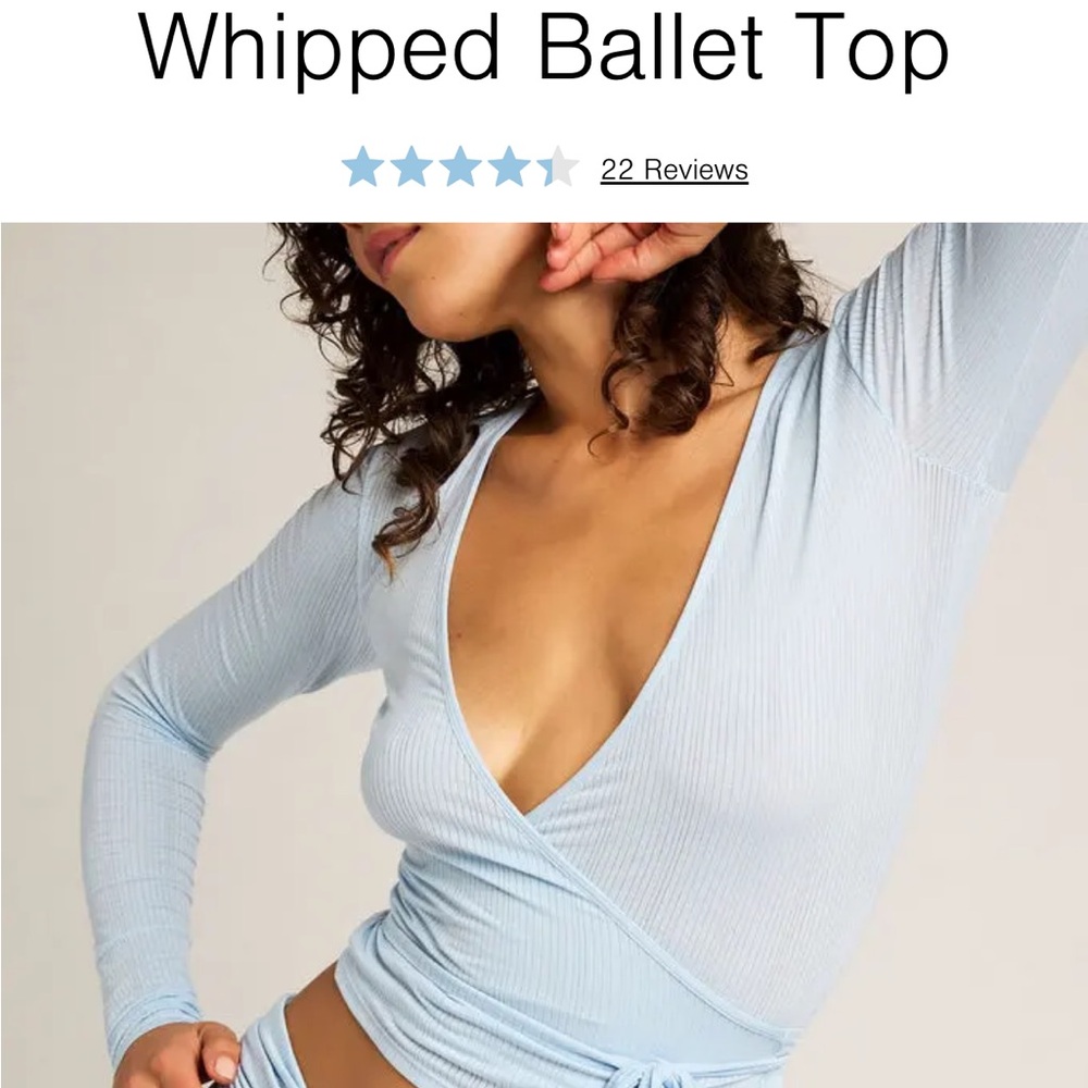 Negative Underwear Blue Wrap Blouse Long Sleeve Fitted